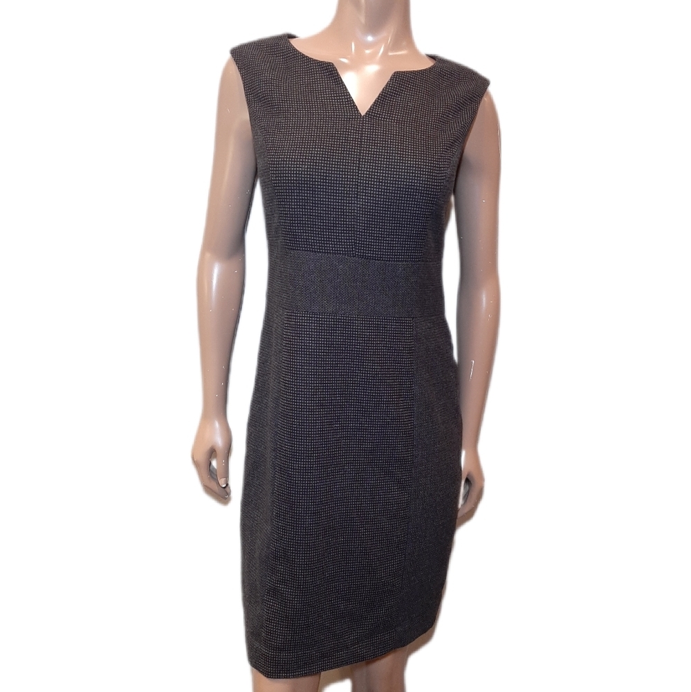 THE LIMITED Cap Sleeve Sheath Dress Split Vneck Patterned Wool Feel Office